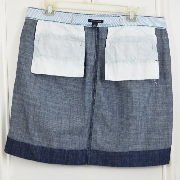 Tommy Hilfiger Denim Skirt Women 12 Blue Preppy Twee Cotton Nautical Retro Casua - Picture 4 of 12